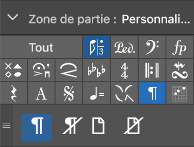 Figure. Symboles de sauts de page et de ligne dans la palette des symboles