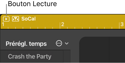 Figure. Clic sur le bouton de lecture dans la partie supérieure gauche de l’éditeur de drummer.