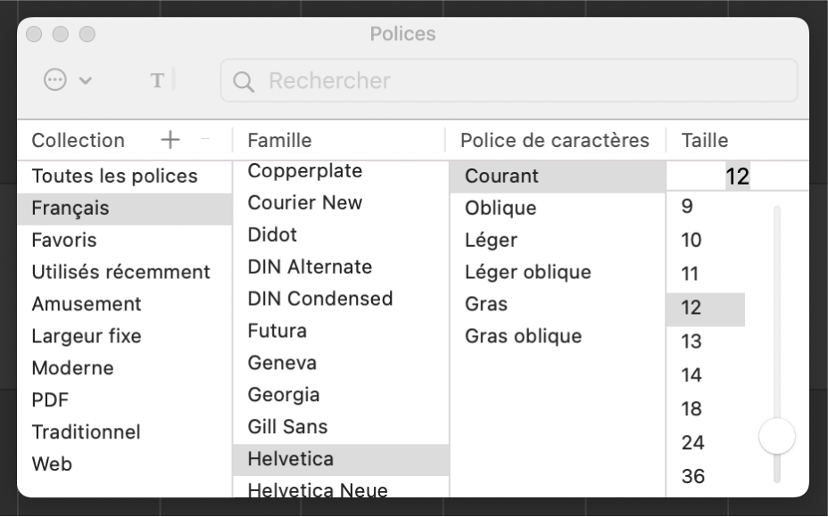 Figure. Fenêtre Police du texte de marqueur.