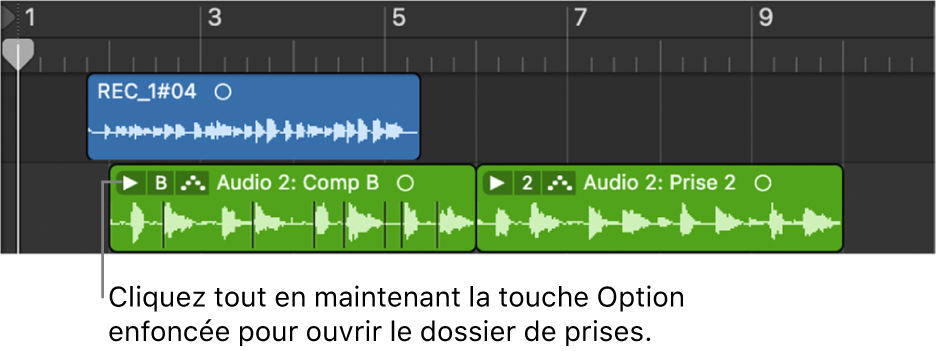 Figure. Pointeur placé sur la flèche d’affichage du dossier de prises.