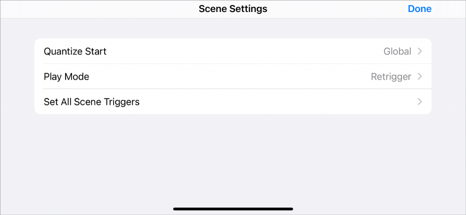 Scene Settings menu.