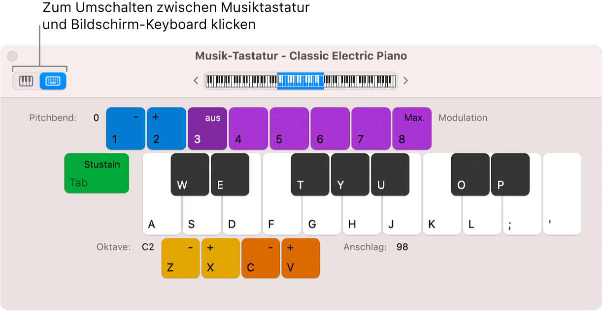 Fenster „Musiktastatur“