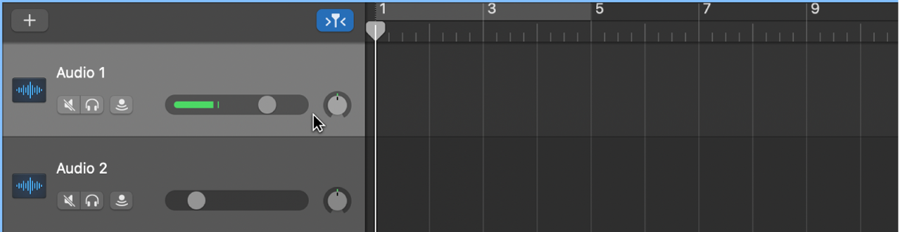 Selecting the header of an audio track.