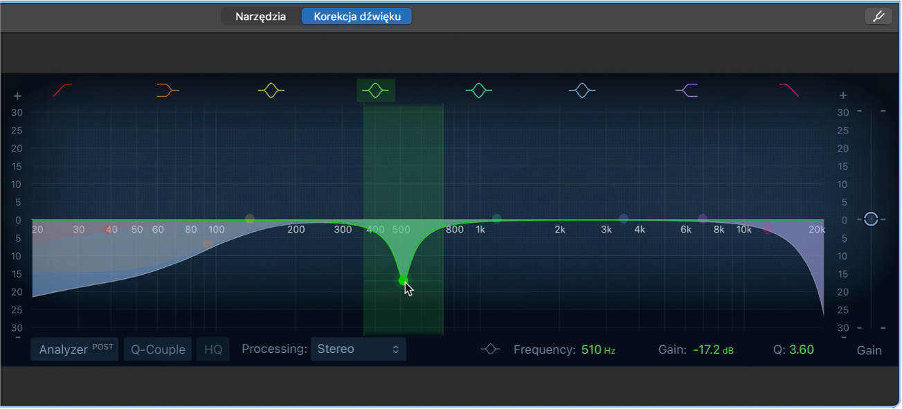 Narzędzia Smart Controls korektora.