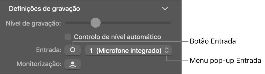 Botão Origem e menu pop-up no inspetor de Smart Controls.