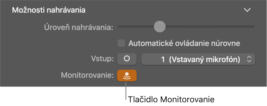 Tlačidlo Monitorovanie vstupu v inšpektorovi Smart Controls.