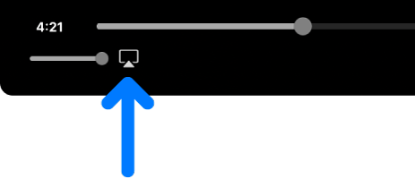 The playback controls in the Apple TV app. The AirPlay video icon is below the progress bar.