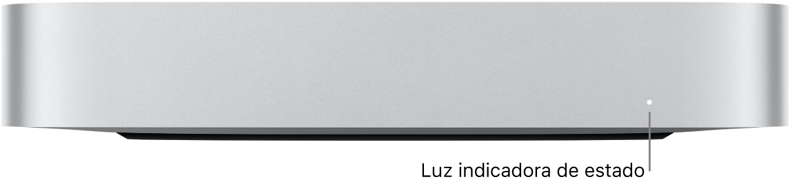 Parte frontal do Mac mini mostrando a luz indicadora de estado.