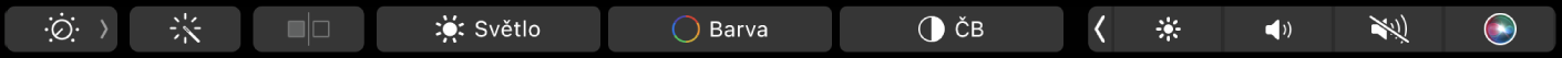 Touch Bar s tlačítky pro úpravy fotografií (ořez, filtry, úpravy parametrů, retušování) a pro přechod na další volby