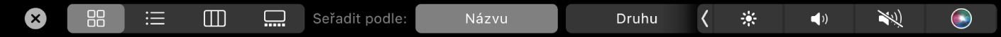 Touch Bar ve Finderu s volbami zobrazení a řazení