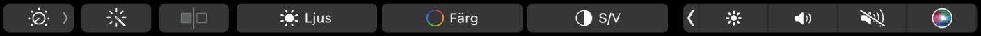 Touch Bar som visar knappar för bildredigering – beskärning, filter, justering och retuschering samt knappen för att navigera till fler alternativ.