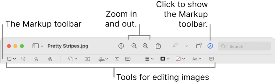 The Markup toolbar for editing images.