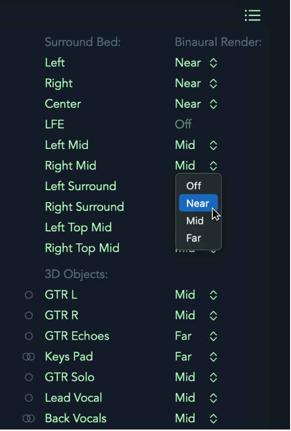 Figure. Binaural render modes.