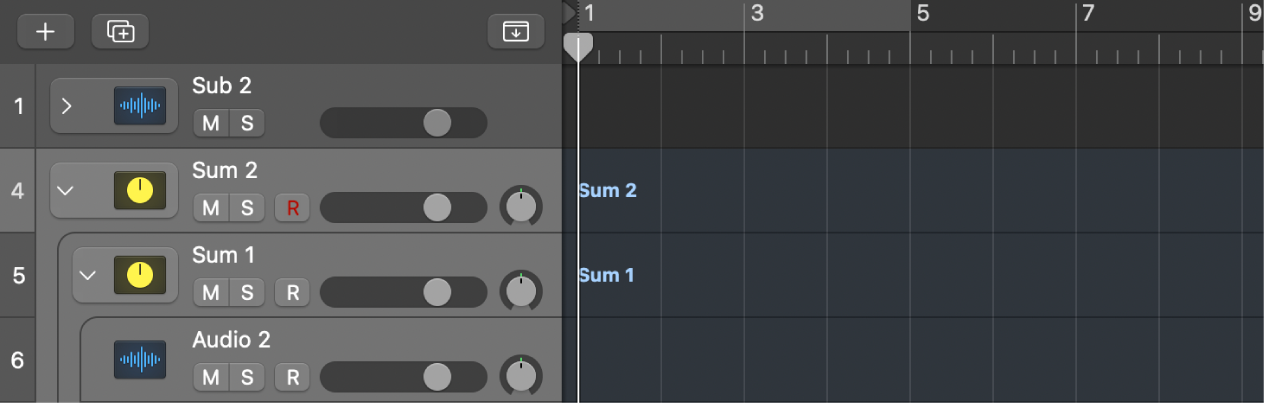 Figure. Nested summing stacks.