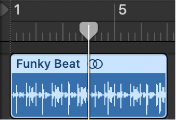 Figure. Playhead over the selected region, ready to be split.