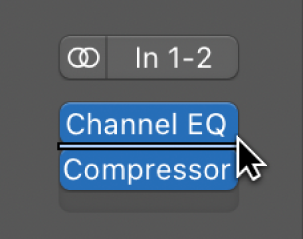 Figure. Placing the pointer above or below an existing slot, to choose a plug-in.