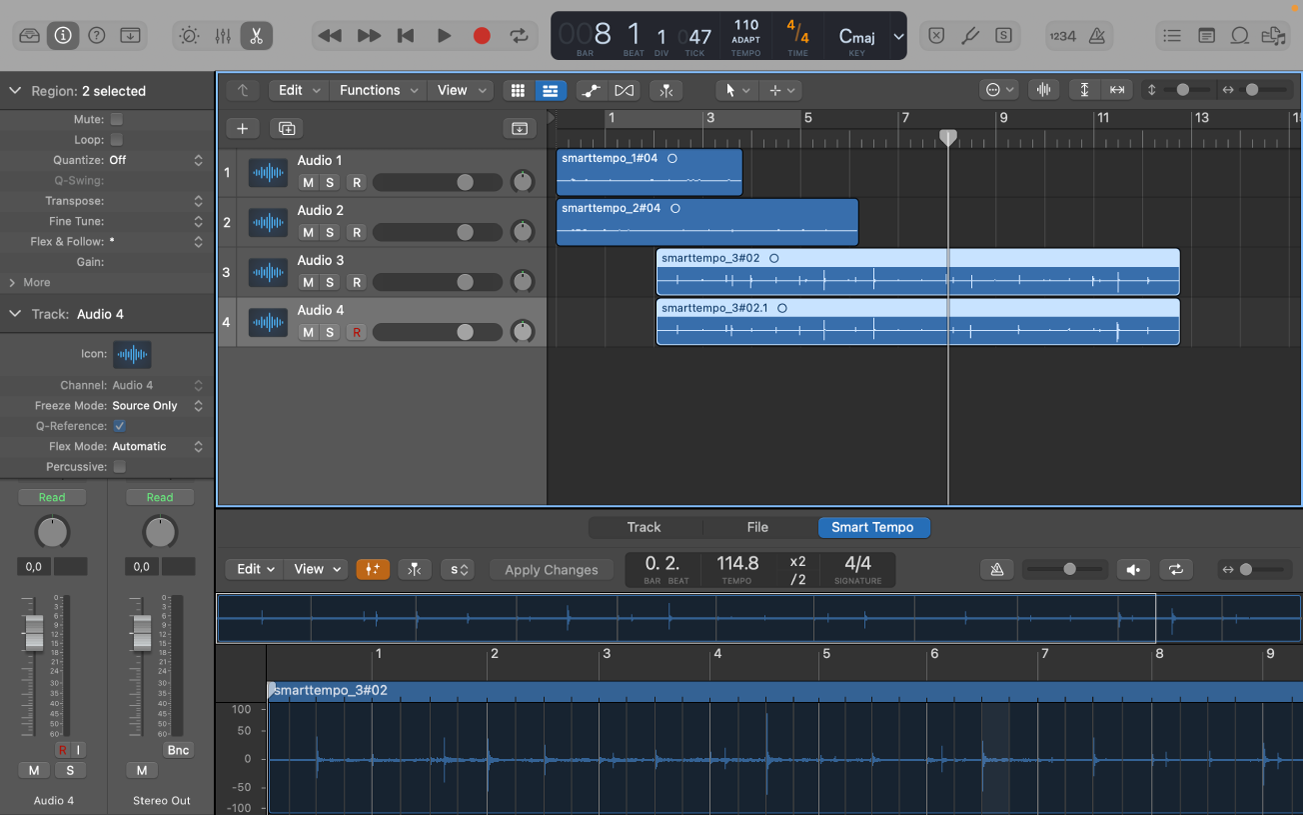 Figure. Logic Pro project with multitrack audio files.