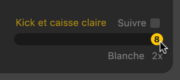 Figure. Choix de la variation avec doublement du temps pour la grosse caisse et la caisse claire.