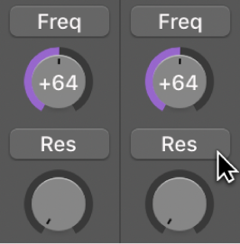 Figure. Tranche de console MIDI avec assignation de contrôleur indiquée sur le potentiomètre.