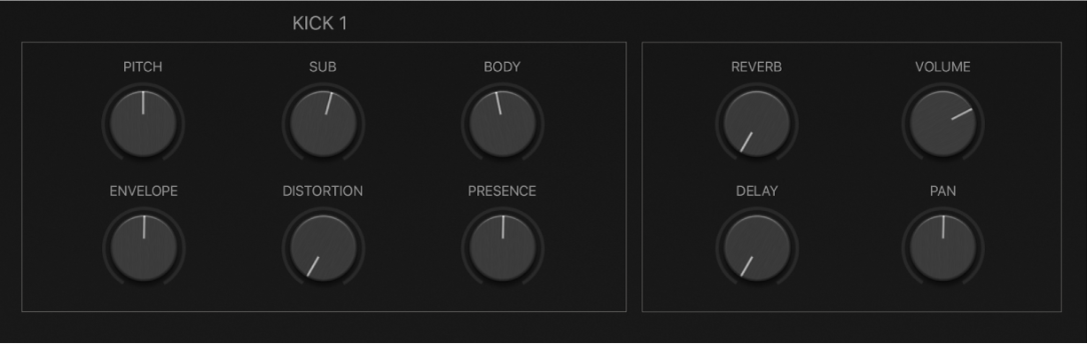 Figure. Smart Controls de tonalité et d’effet pour une pièce d’ensemble particulière.