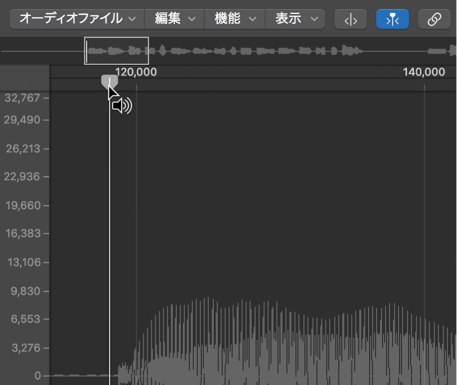 図。ルーラに「プレビュー」ボタンが表示されたサンプルエディタ。