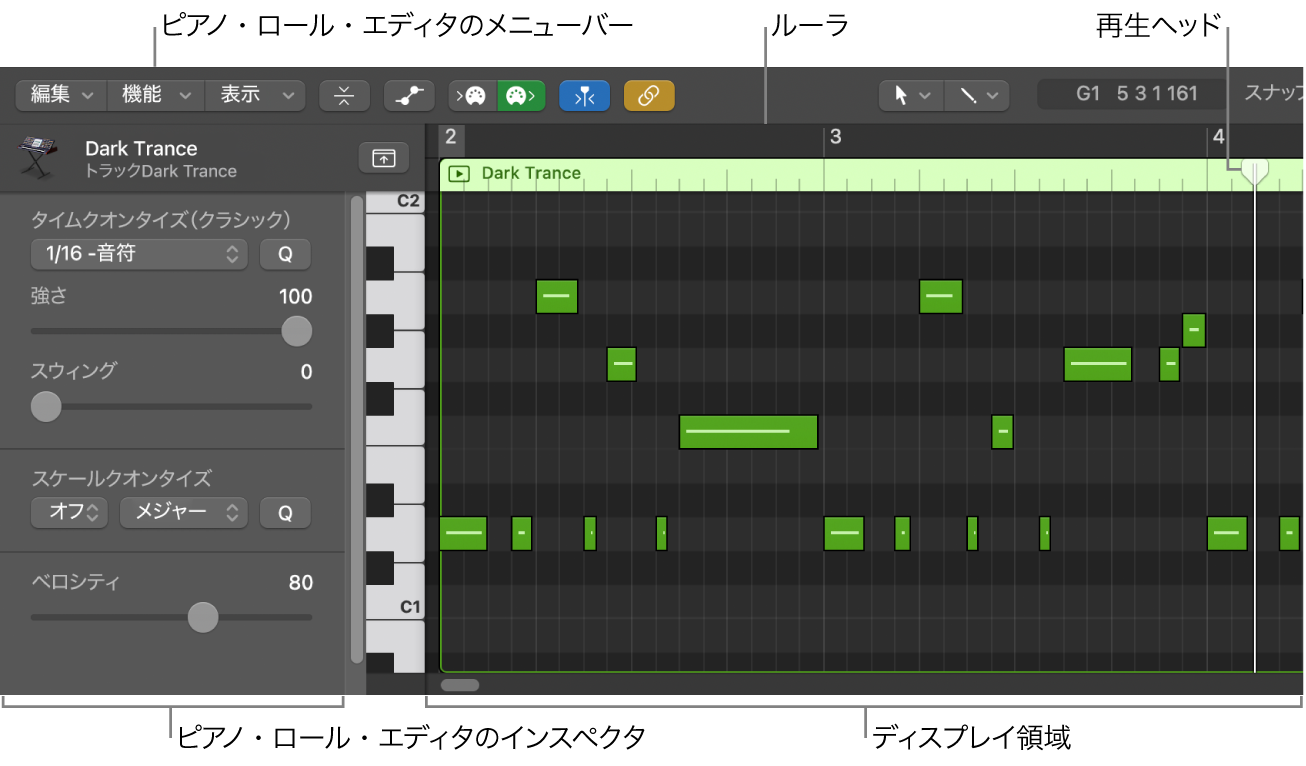 図。ピアノロールエディタ。