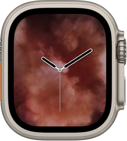 The Vapor watch face showing an analog clock in the middle and vapor around it.