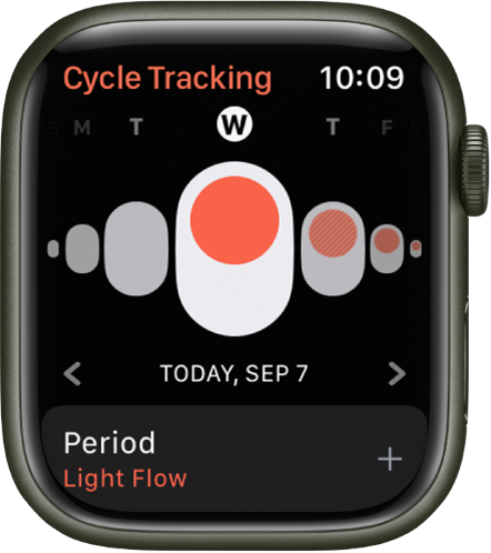 Apple Watch showing the Cycle Tracking screen.