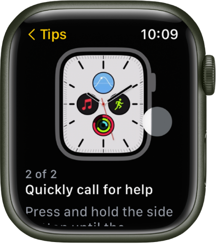 The Tips app showing an Apple Watch tip.