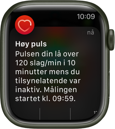 Et Puls-varsel som viser rask puls.