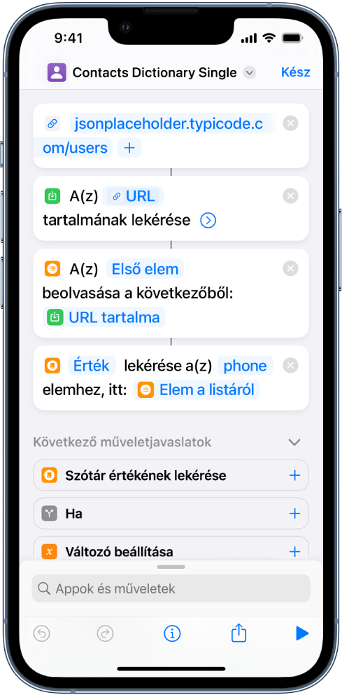 A Szótár értékének lekérése a parancsszerkesztőben a telefon értékre beállított kulccsal.