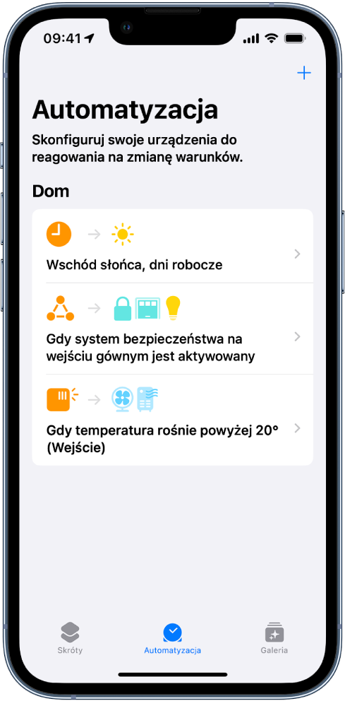 Automatyzacja dla domu w aplikacji Skróty.