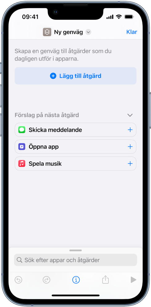 Tom genvägsredigerare på en iPhone.