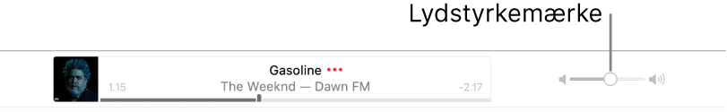 Mærket til justering af lydstyrke.