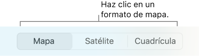 Botones de Mapa, Satélite y Cuadrícula.