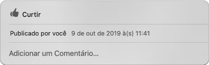 Um botão Curtir e um campo de texto para comentar uma foto compartilhada.