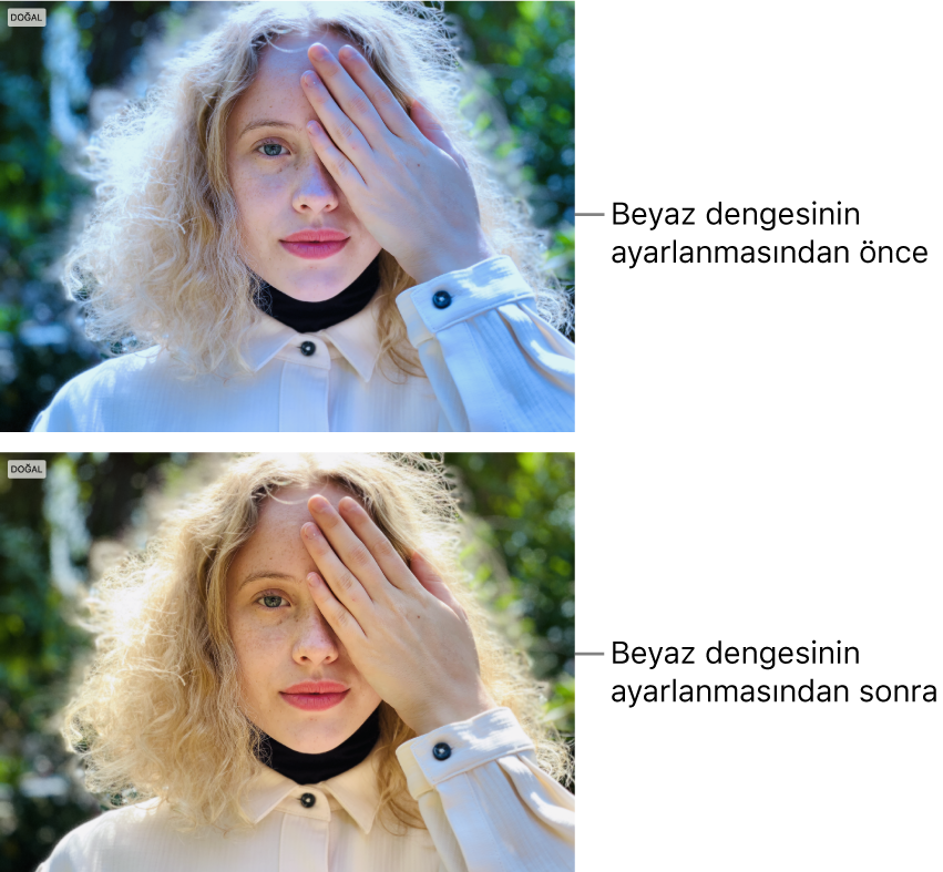 Beyaz dengesi ayarlamasından önce ve sonra fotoğraf.