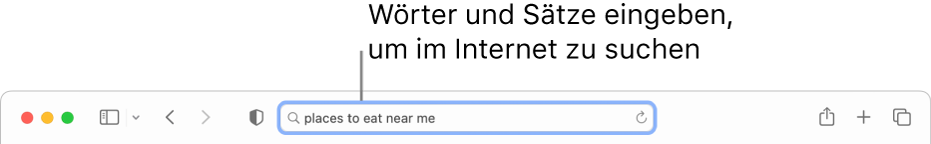 Das intelligente Suchfeld von Safari, in das du Wörter oder Teilsätze eingeben kannst, um im Internet danach zu suchen.