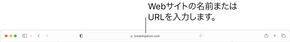 Safariのスマート検索フィールド。ここにWebサイトの名前またはURLを入力できます。