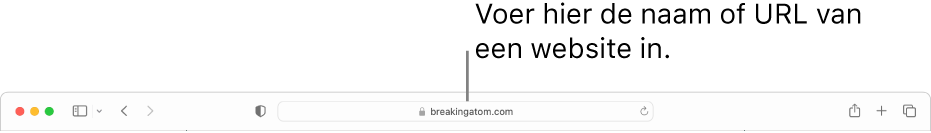 Het slimme zoekveld van Safari, waarin je de naam of URL van een website kunt typen.