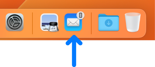 An app’s Handoff icon from iPhone in the Dock.