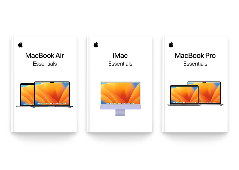 The Books app showing several Mac Essentials guides.