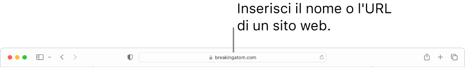 Il campo di ricerca smart di Safari, in cui puoi inserire il nome o l'URL di una pagina.