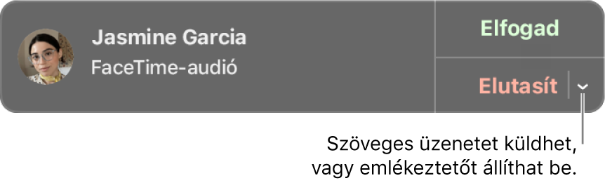 Kattintson az értesítésben az Elutasítás gomb melletti nyílra, ha szöveges üzenetet szeretne küldeni, vagy emlékeztetőt szeretne létrehozni.