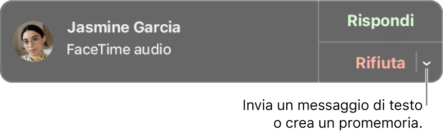 Fai clic sulla freccia vicino a Rifiuta nella notifica per inviare un messaggio di testo o creare un promemoria.