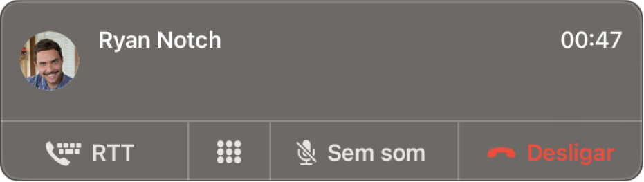 Uma notificação de uma chamada RTT recebida.