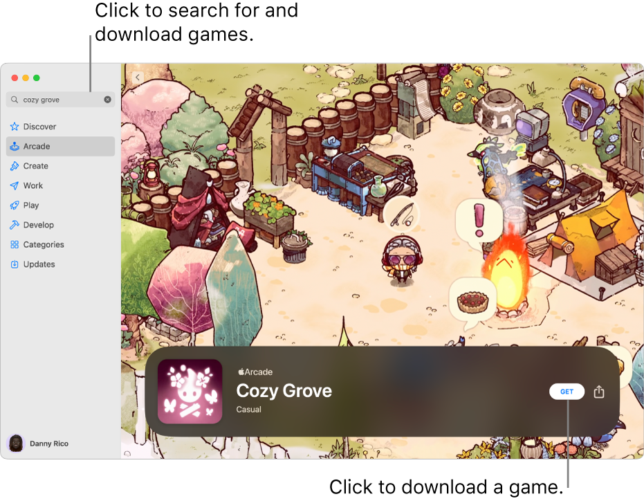 The main Apple Arcade page. A popular game is shown on the right.