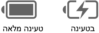 צלמיות של מצב סוללה טעונה ומצב סוללה נטענת.