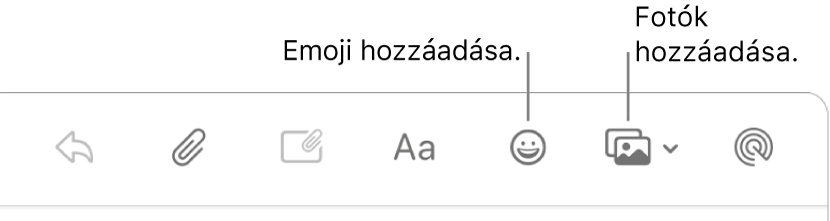 A szerkesztés ablak, melyben az emoji és fotók gombok láthatók.