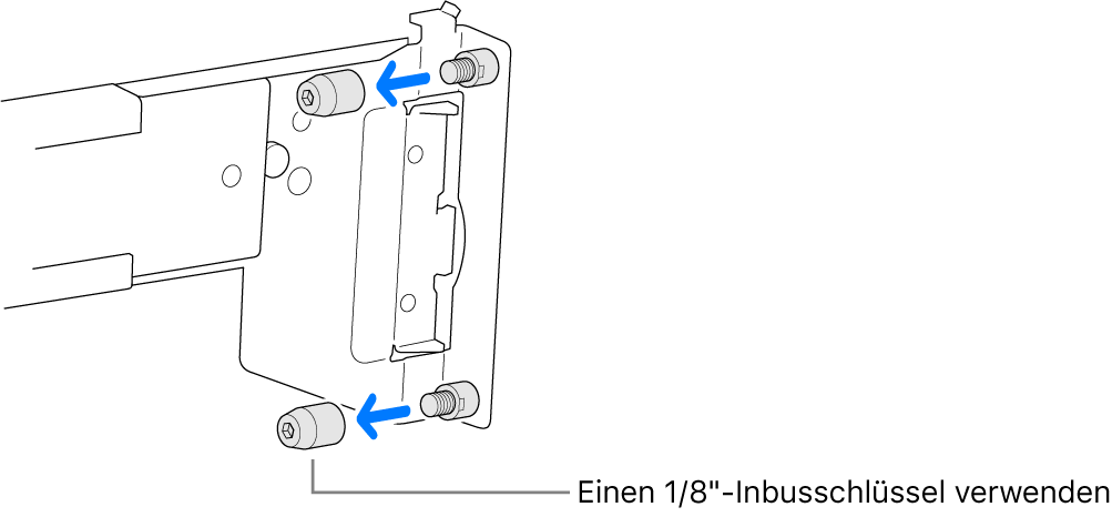 Eine Montageschiene, die in ein Rack mit runden Löchern passt.